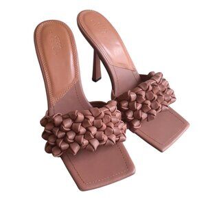 Asos Design Faux Leather Multi Knotted Slip On Square Toe Heel Sandals SZ US 9